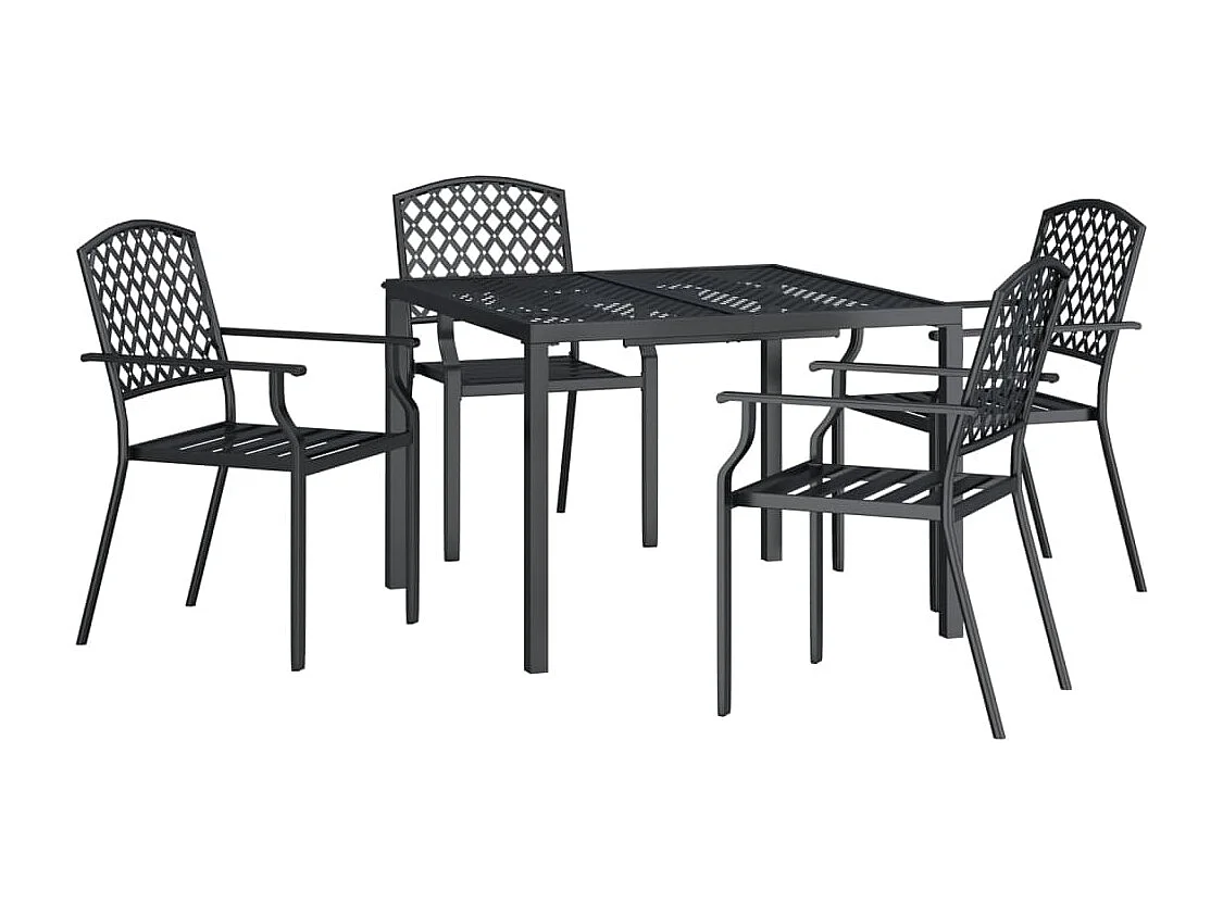 Ensemble à manger de jardin 5 pcs anthracite acier