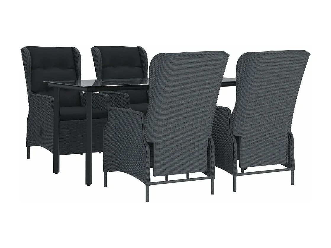 Ensemble à manger de jardin 5 pcs Gris foncé Résine tressée