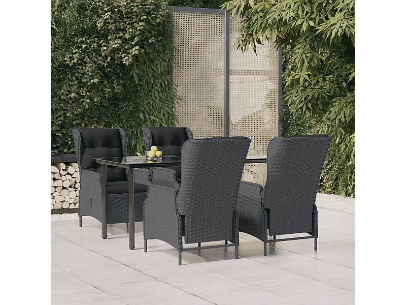 Ensemble à manger de jardin 5 pcs Gris foncé Résine tressée