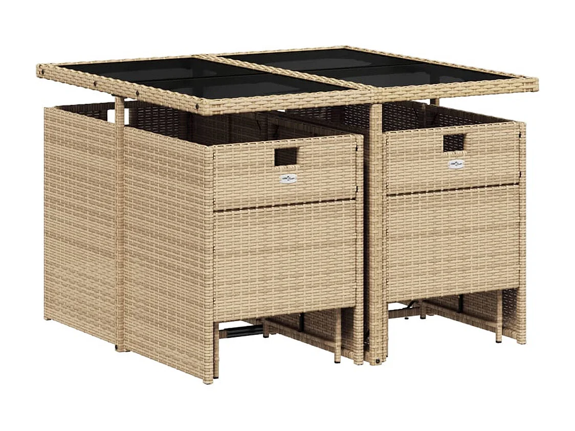 Ensemble à manger de jardin et coussins 9 pcs mélange beige