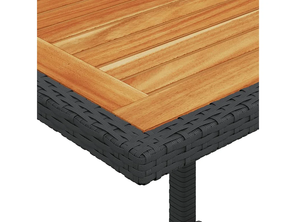 Ensemble de bistro 3 pcs avec coussins noir résine tressée