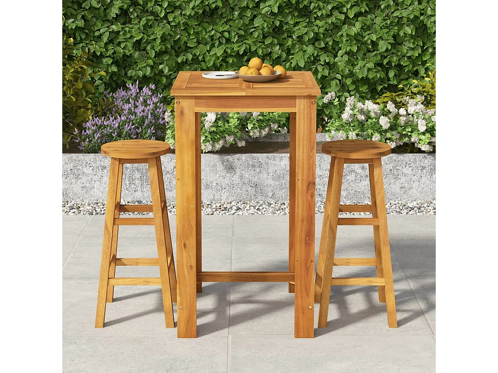 Ensemble de bar de jardin 3 pcs bois d'acacia solide