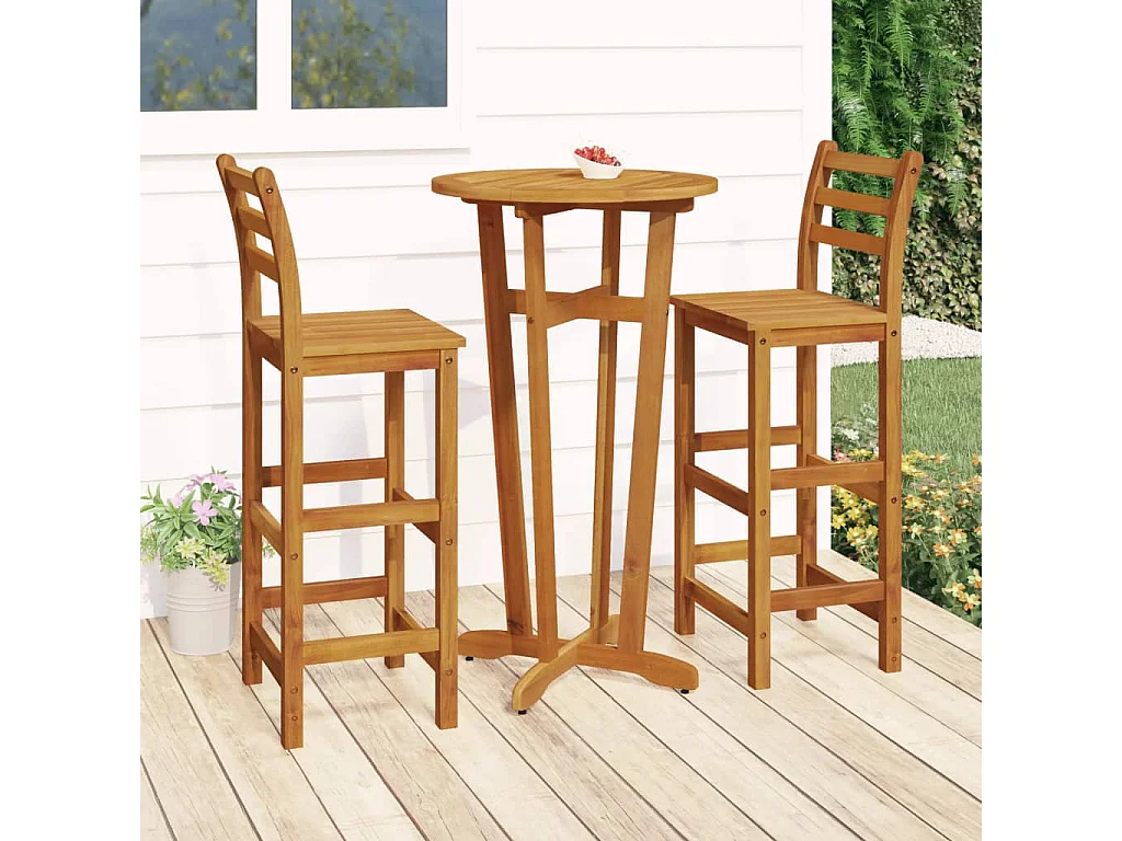 Ensemble de bar de jardin 3 pcs bois d'acacia solide