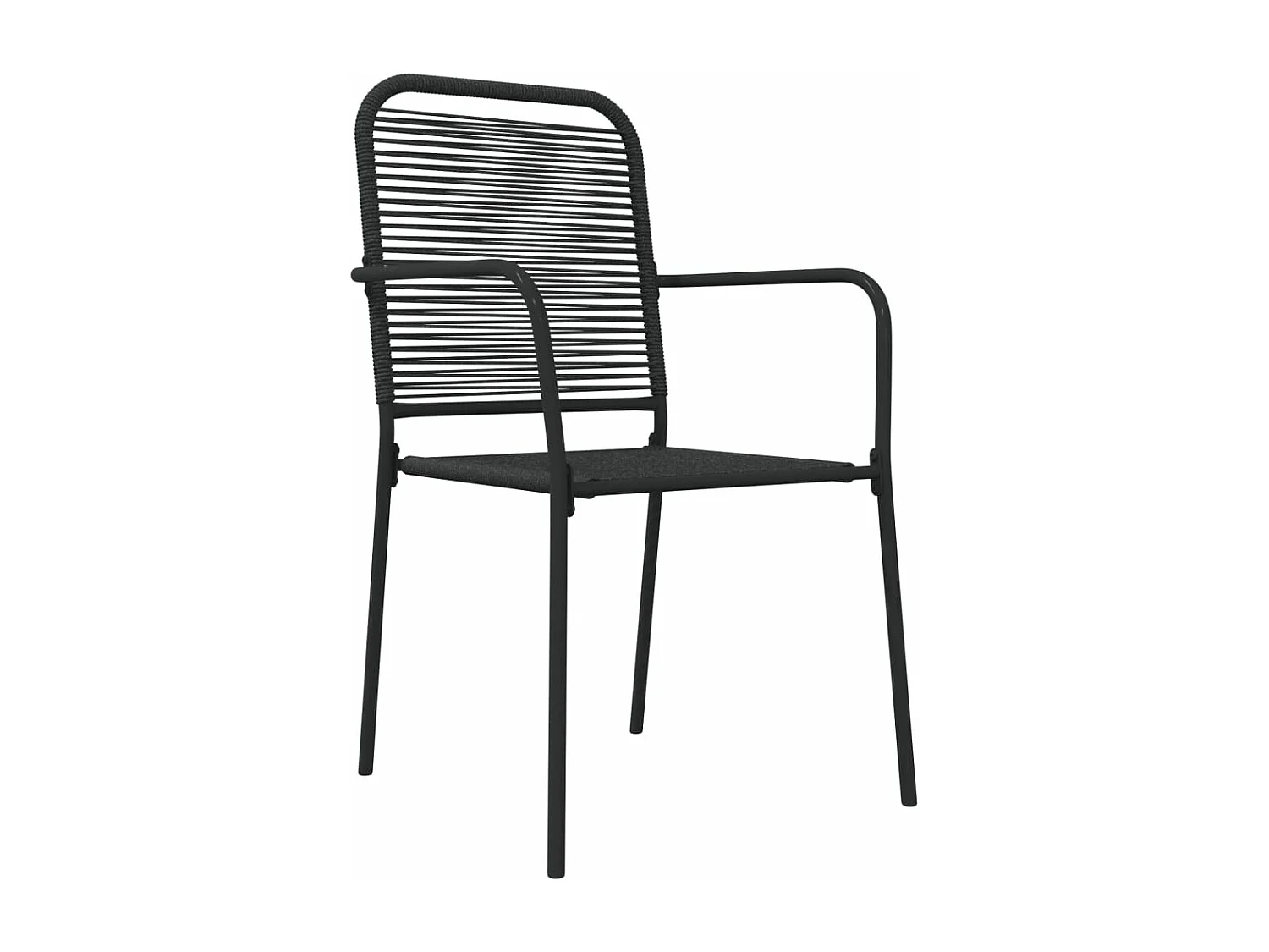 Ensemble à manger de jardin 7 pcs Noir Corde de coton et acier