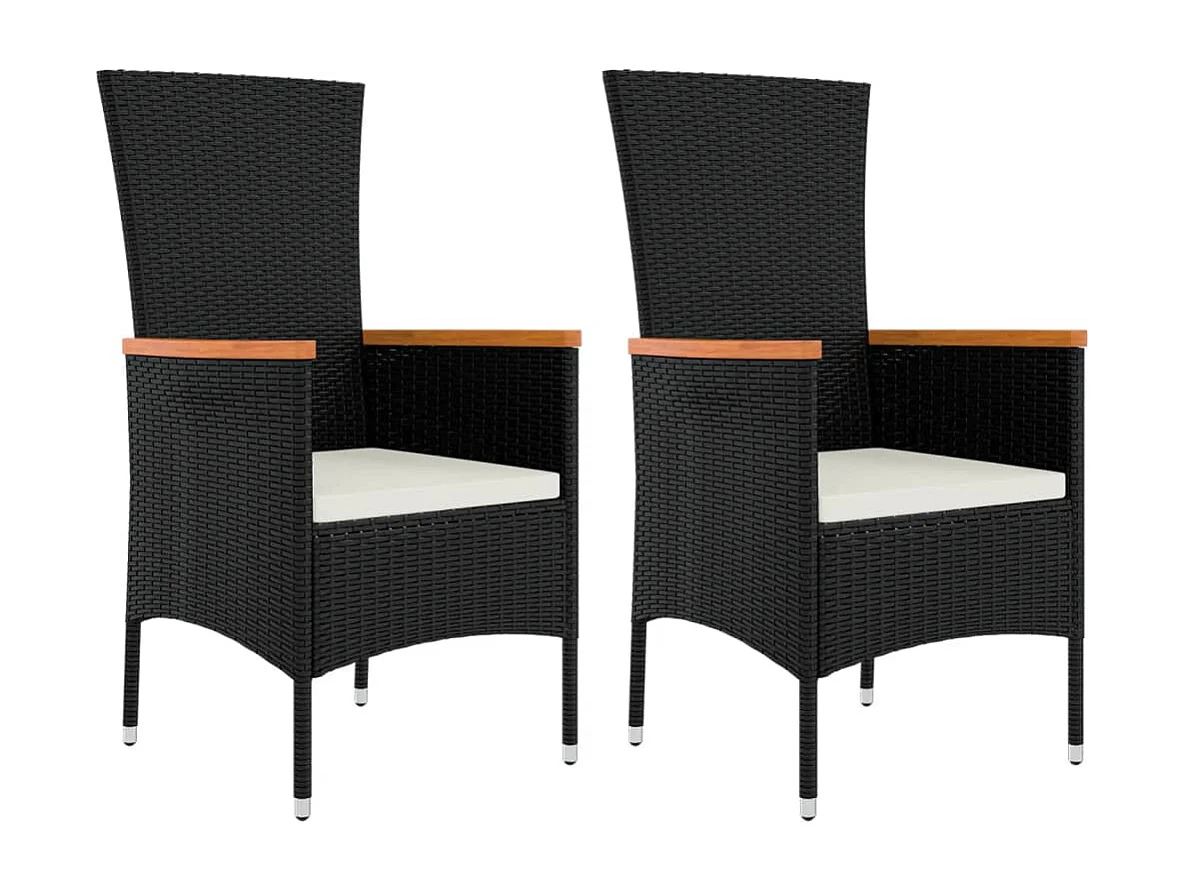 Ensemble de salon de jardin 3 pcs noir poly rotin et acier