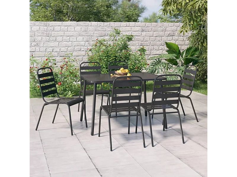 Ensemble à manger de jardin 7 pcs anthracite acier