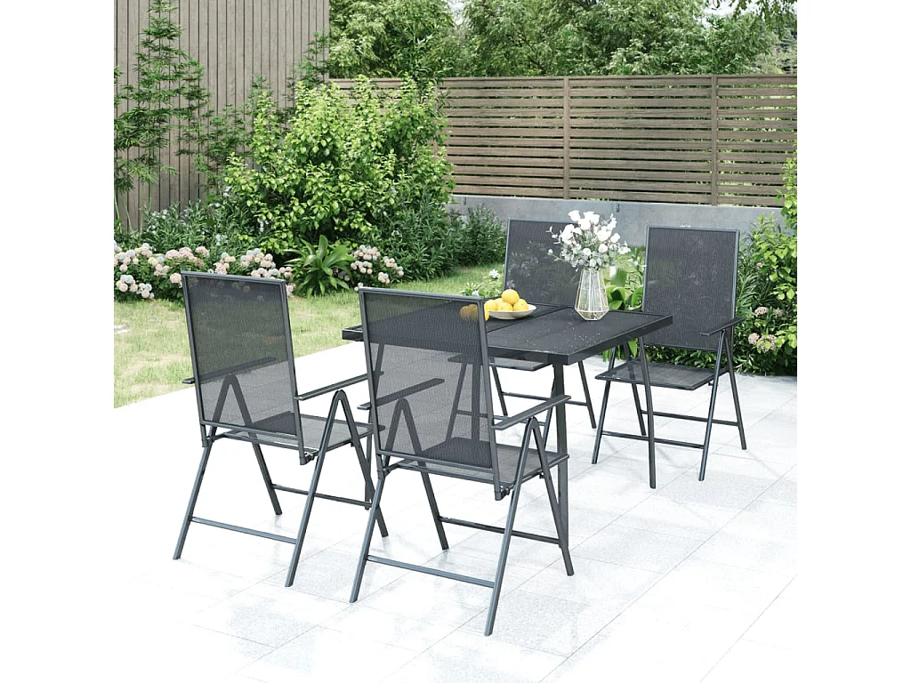 Ensemble à manger de jardin 5 pcs anthracite acier