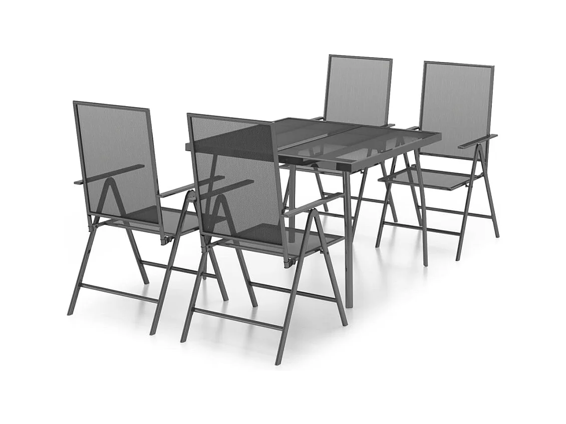 Ensemble à manger de jardin 5 pcs anthracite acier
