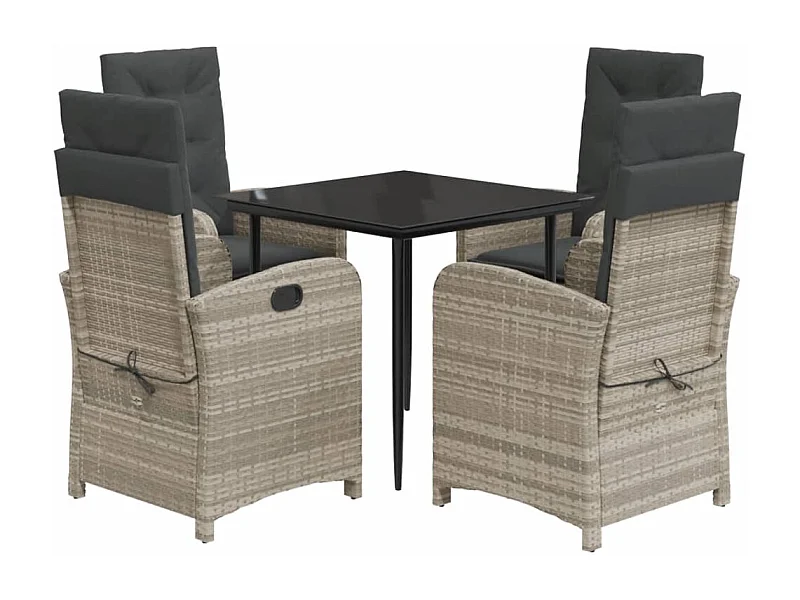 Ensemble à manger de jardin et coussins 5 pcs gris clair rotin