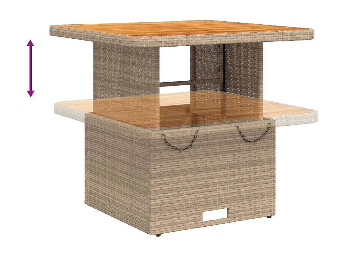 Ensemble à manger de jardin et coussins 3 pcs Beige poly rotin