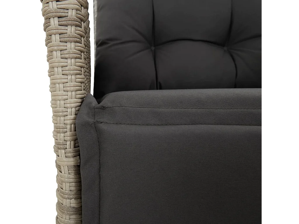 Ensemble à manger de jardin et coussins 5 pcs gris clair rotin