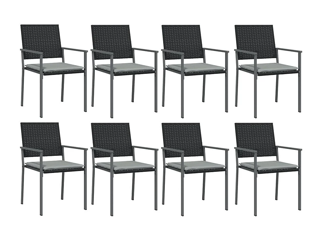 Ensemble à manger de jardin 9 pcs coussins résine tressée acier