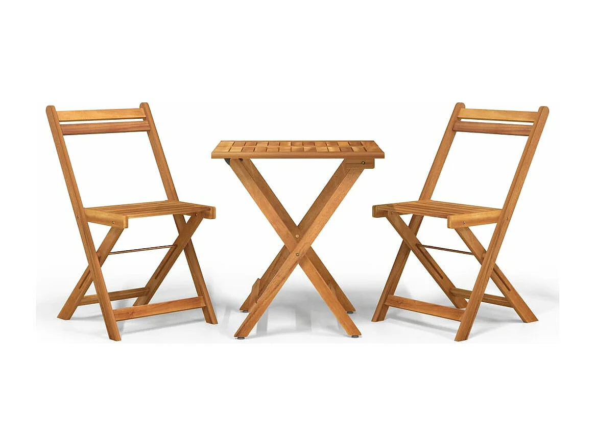 Ensemble de bistro pliable 3 pcs bois d'acacia solide