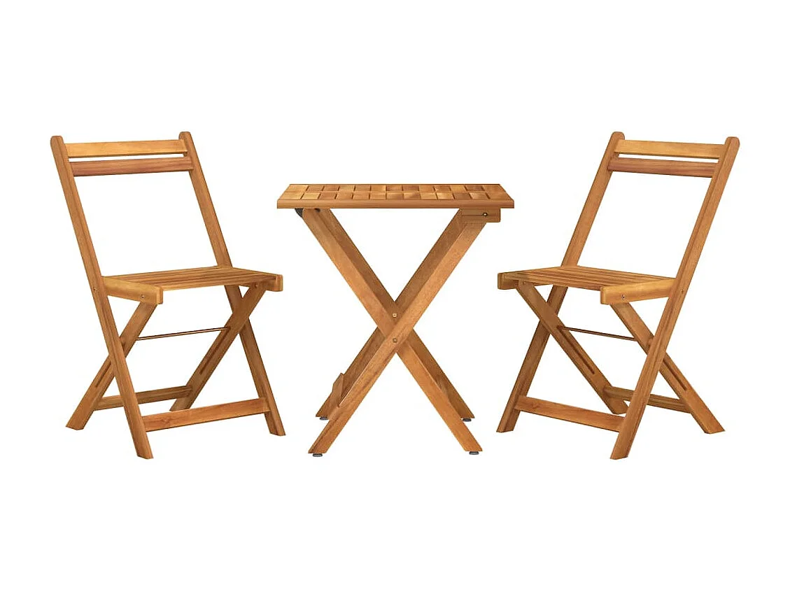 Ensemble de bistro pliable 3 pcs bois d'acacia solide