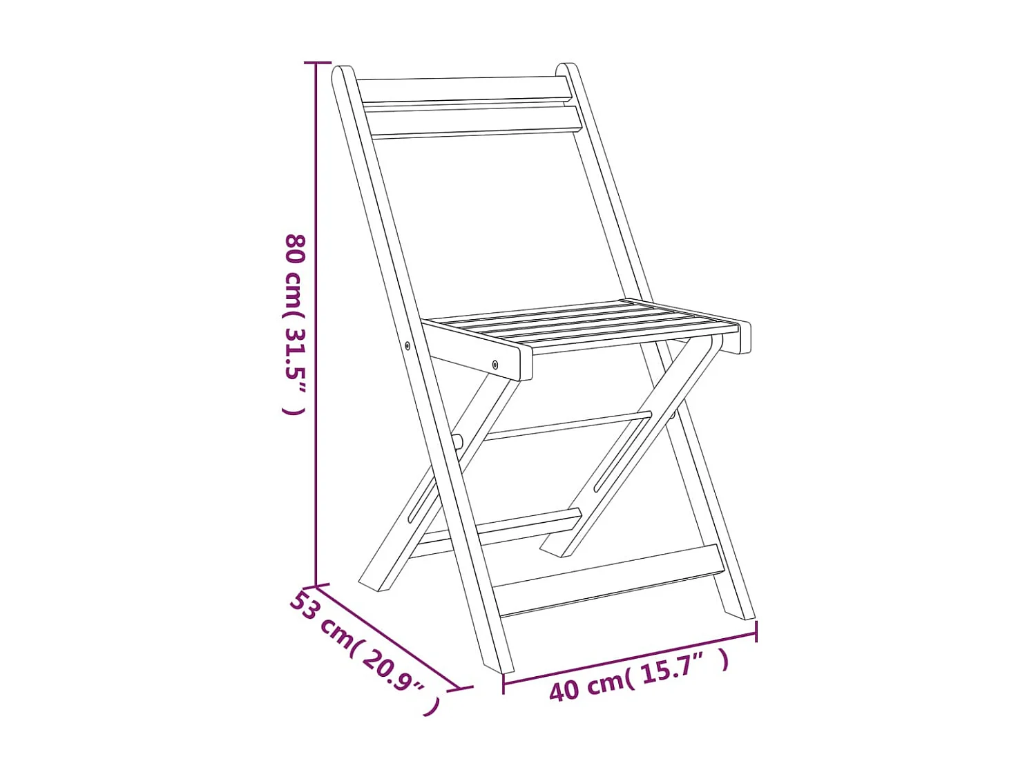 Ensemble de bistro pliable 3 pcs bois d'acacia solide