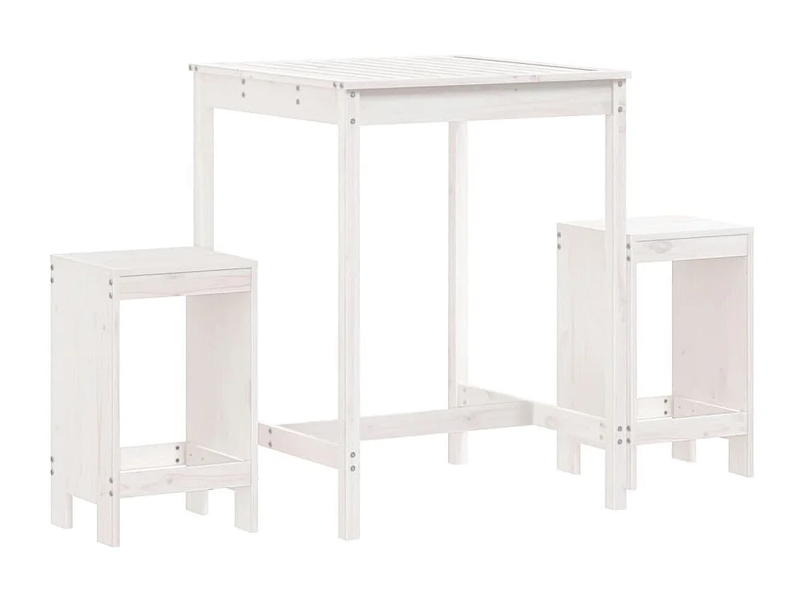 Ensemble de bar de jardin 3 pcs blanc bois de pin massif