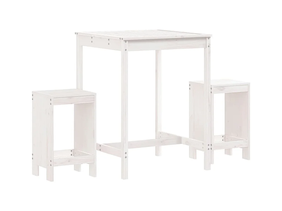 Ensemble de bar de jardin 3 pcs blanc bois de pin massif
