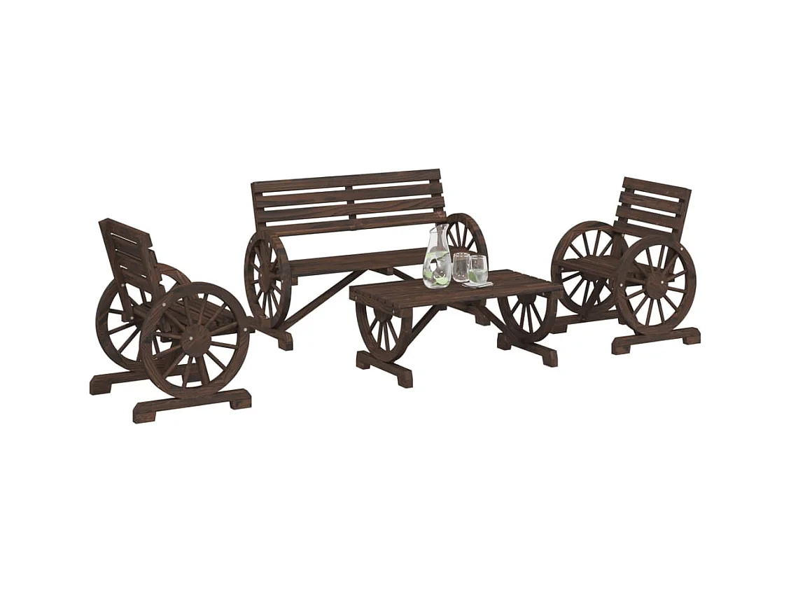 Salon de jardin 4 pcs bois de sapin massif