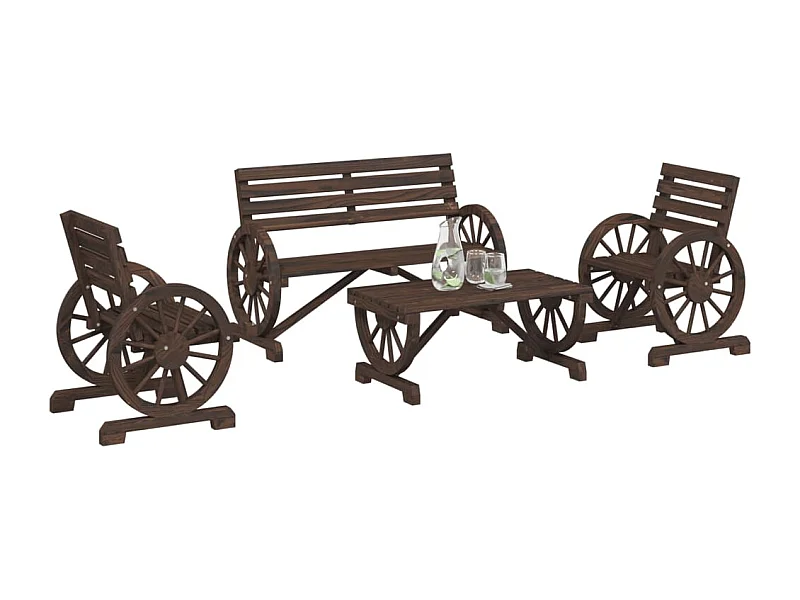 Salon de jardin 4 pcs bois de sapin massif