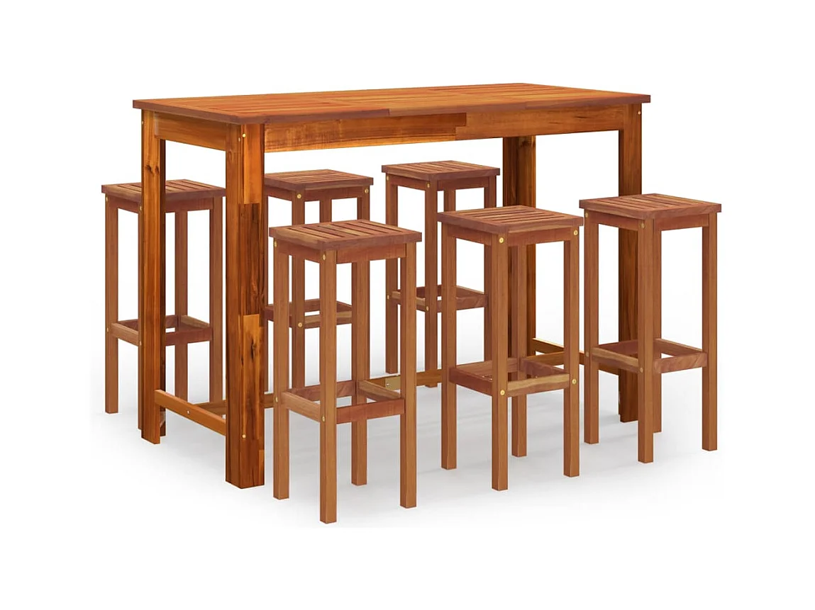Ensemble de bar de jardin 7 pcs Bois d'acacia solide 2