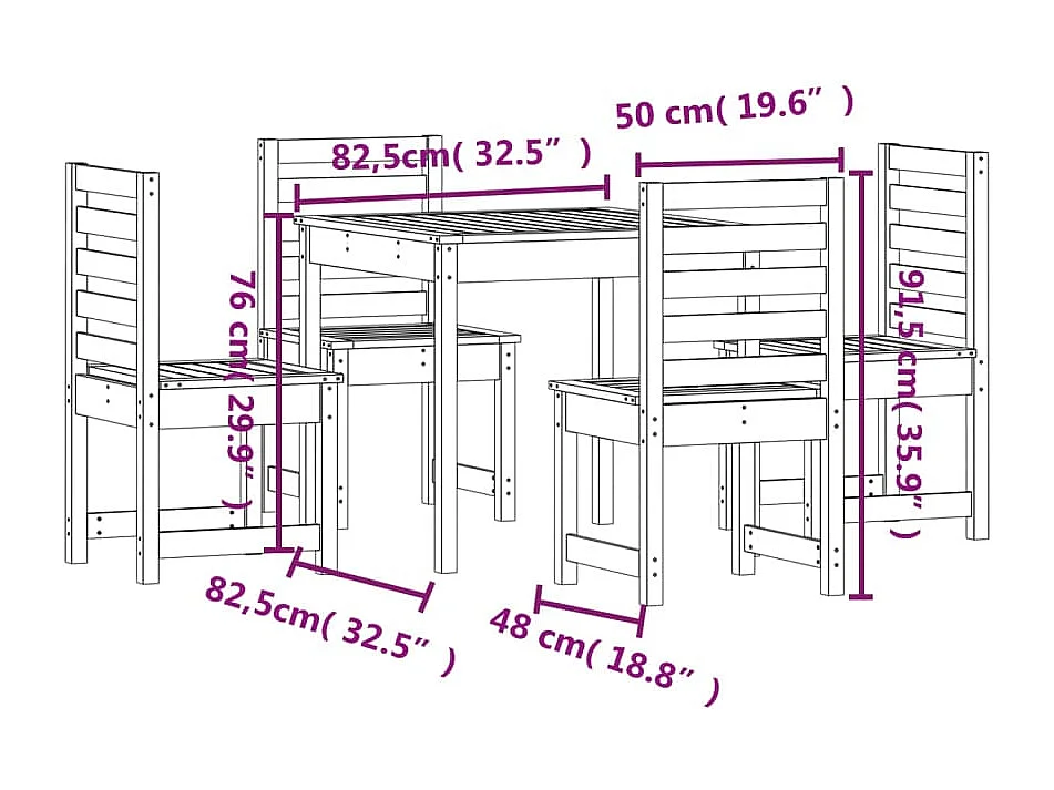 Ensemble à manger de jardin 5 pcs bois massif Douglas