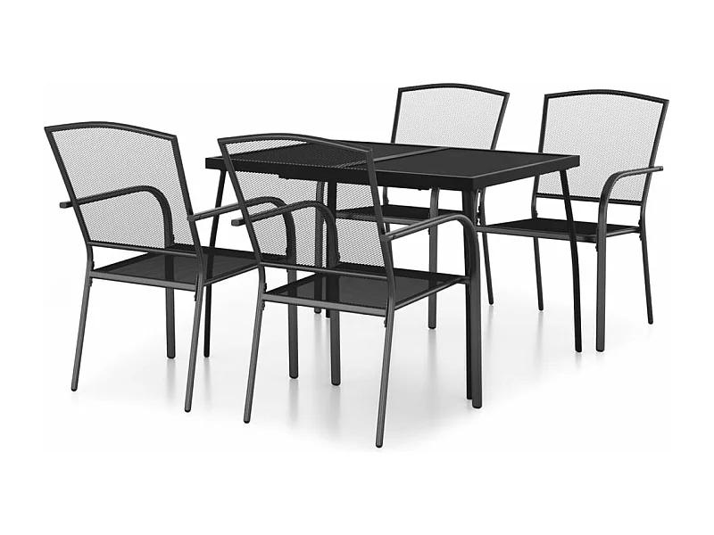 Ensemble à manger de jardin 5 pcs anthracite acier