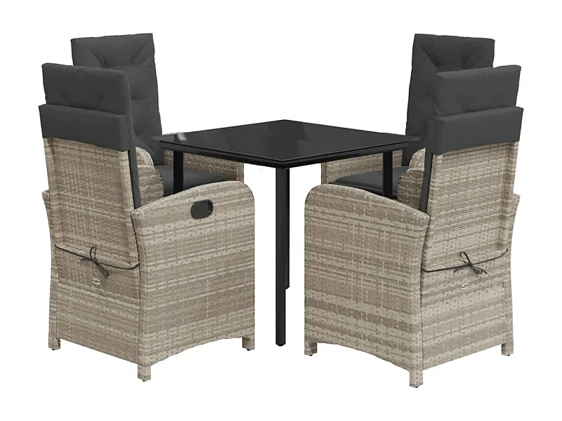 Ensemble à manger de jardin et coussins 5 pcs gris clair rotin