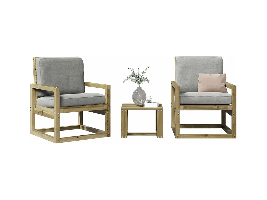 Salon de jardin 3 pcs bois de pin imprégné