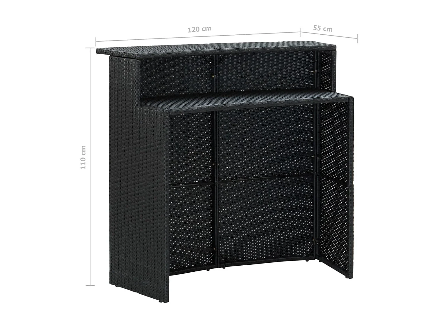 Ensemble de bar de jardin 3 pcs et coussins Résine tressée Noir 14