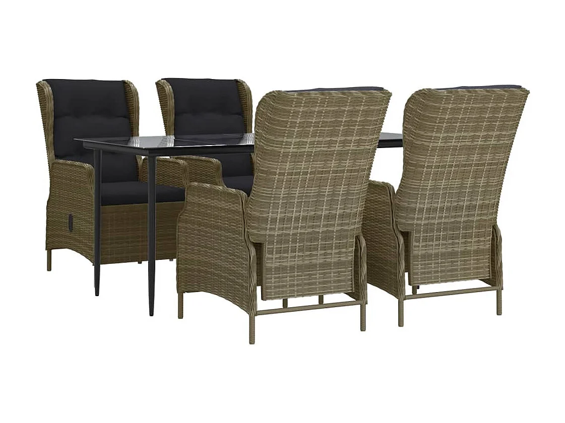 Ensemble à manger de jardin 5pcs Marron Résine tressée