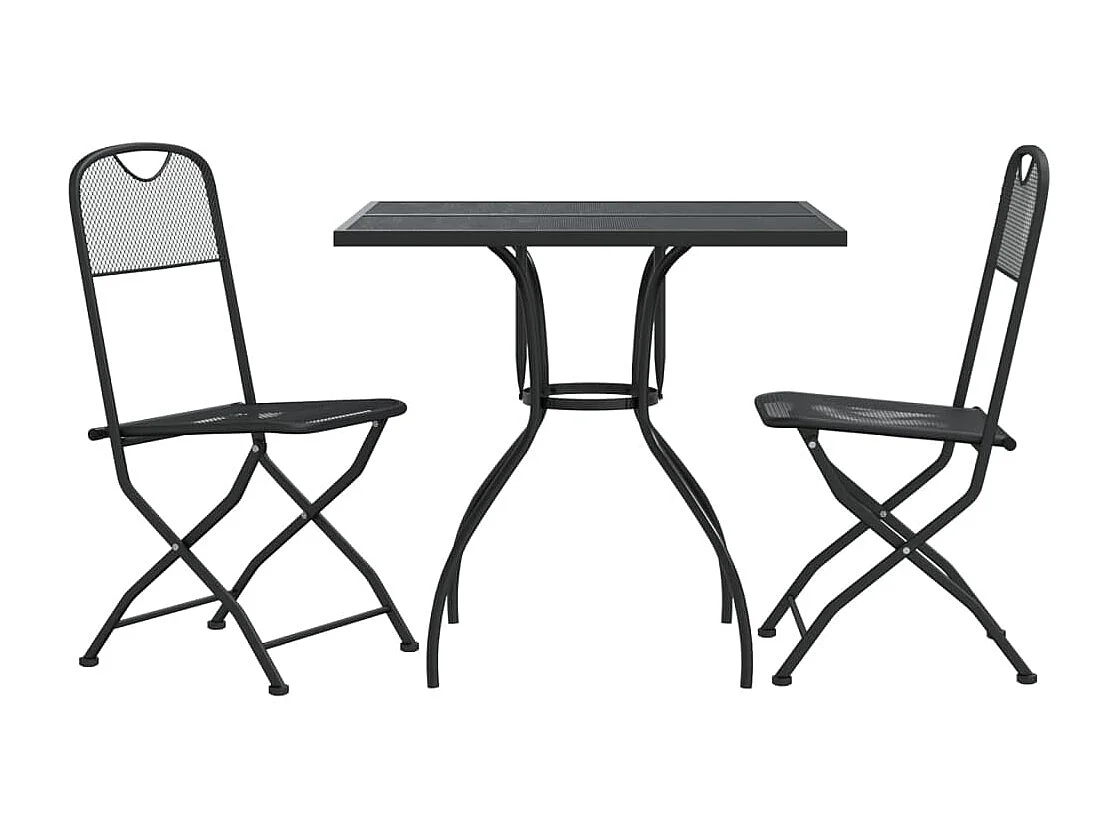 Ensemble à manger de jardin 3 pcs anthracite métal maille