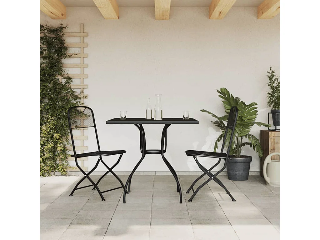 Ensemble à manger de jardin 3 pcs anthracite métal maille