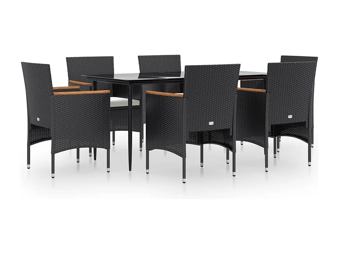 Ensemble à manger de jardin avec coussins 7 pcs Noir