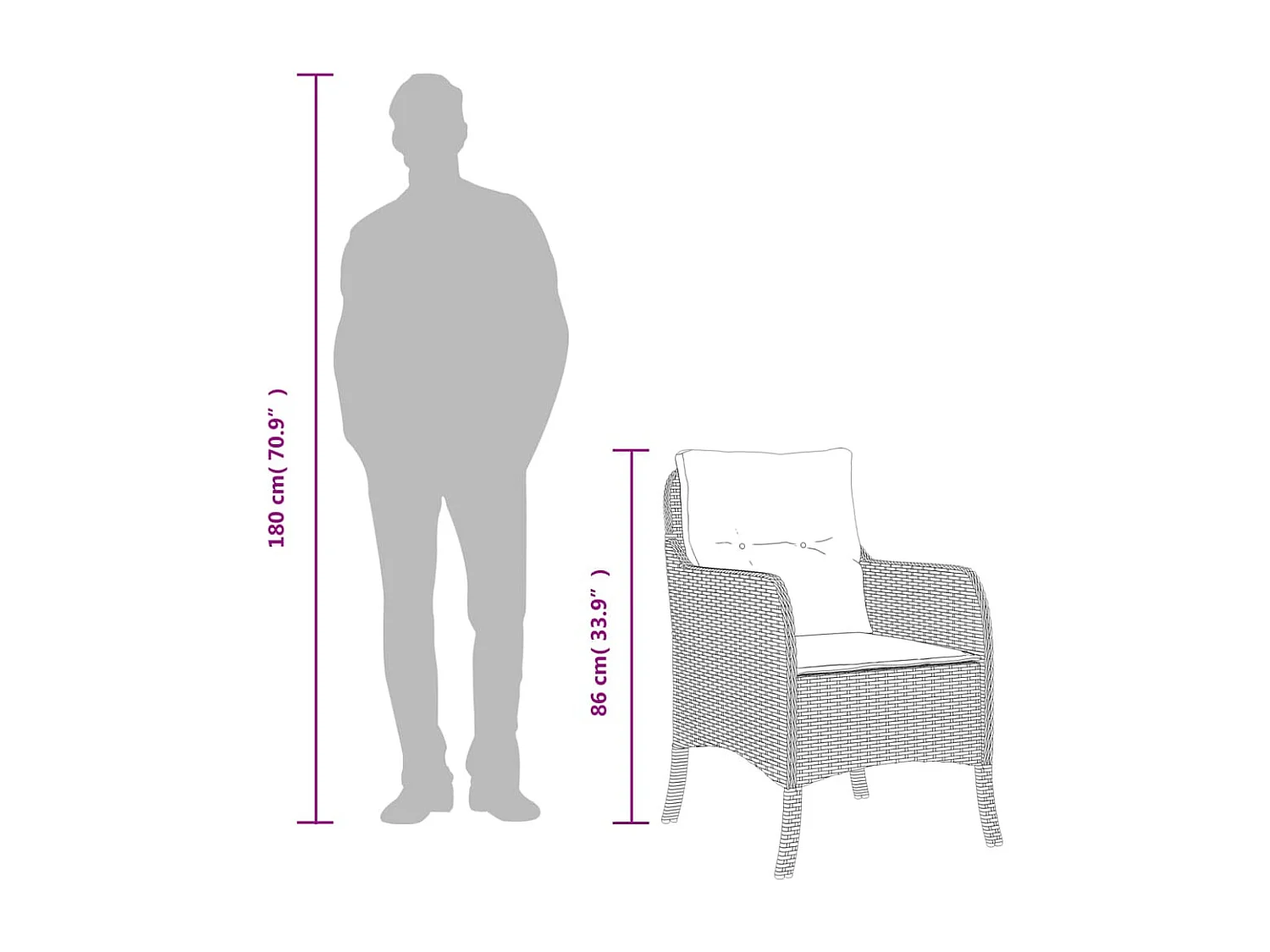 Ensemble à manger de jardin et coussins 7 pcs gris rotin