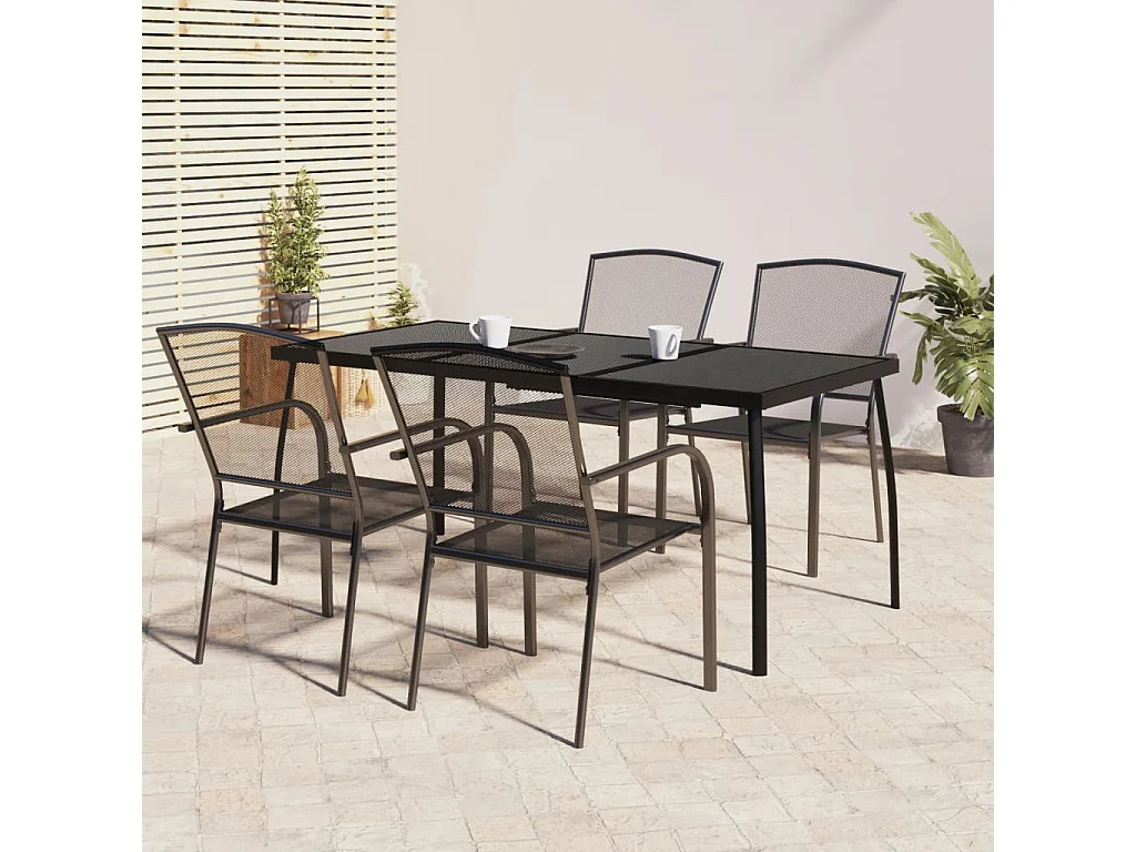 Ensemble à manger de jardin 5 pcs anthracite acier