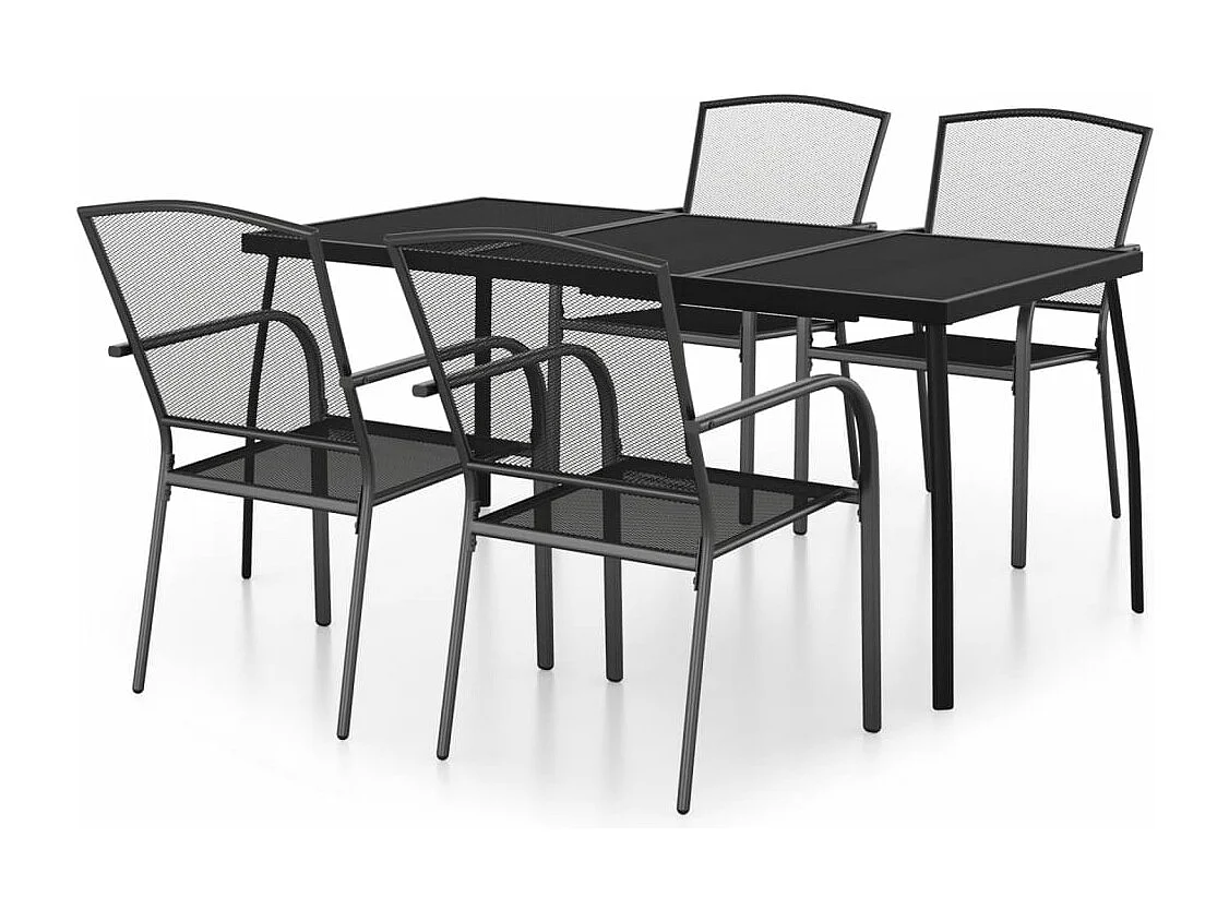 Ensemble à manger de jardin 5 pcs anthracite acier