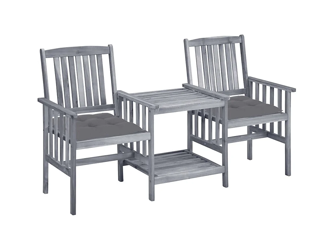 Chaises de jardin avec table à thé et coussins Acacia solide 30