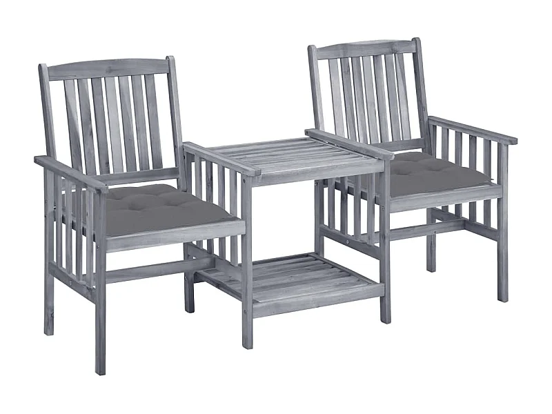 Chaises de jardin avec table à thé et coussins Acacia solide 30