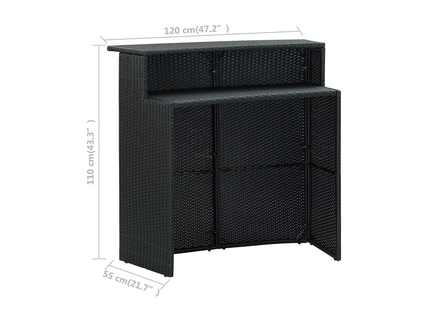 Ensemble de bar de jardin avec coussins 4 pcs Noir