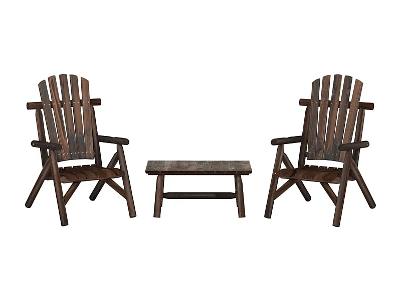 Ensemble de salon de jardin 3 pcs bois massif d'épicéa