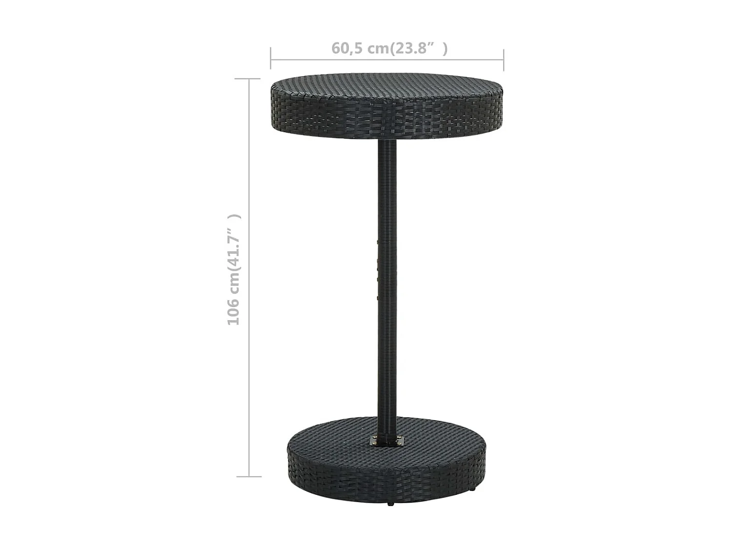 Ensemble de bar de jardin 3 pcs et coussins Résine tressée Noir 10