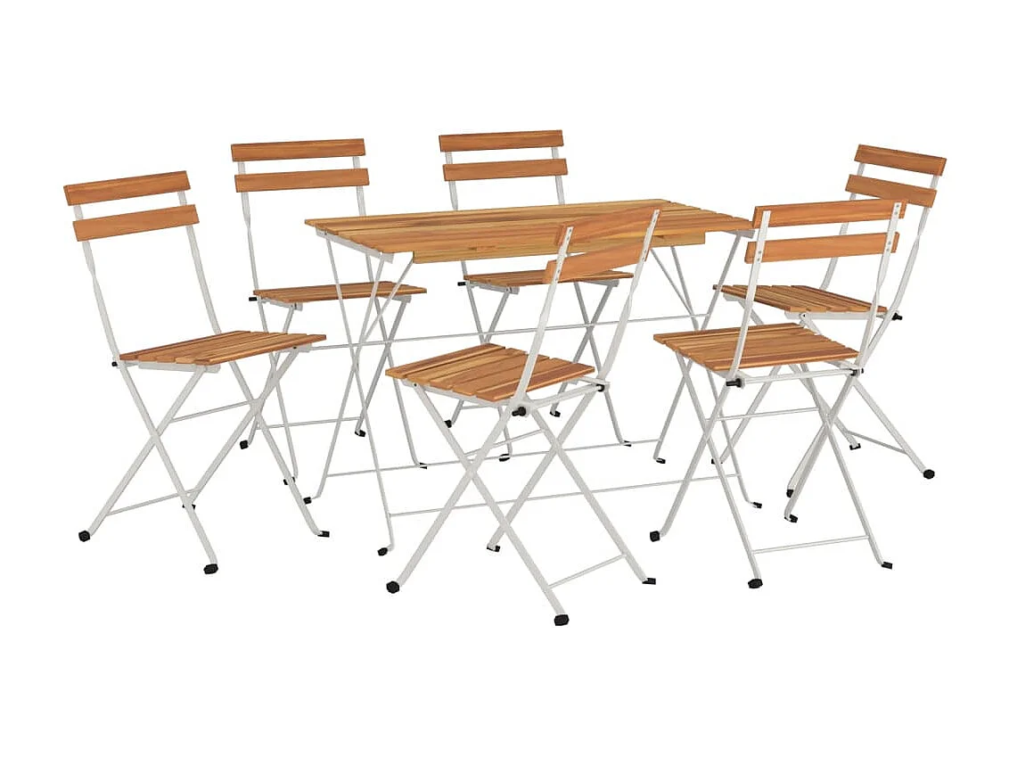 Ensemble de bistro pliable 7 pcs bois d'acacia solide et acier