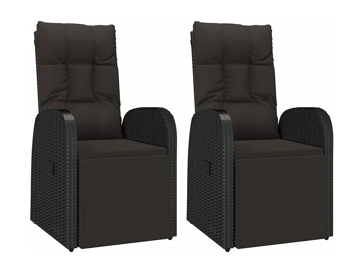 Ensemble de salon de jardin 3 pcs noir poly rotin et acier