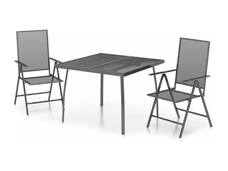 Ensemble à manger de jardin 3 pcs anthracite acier