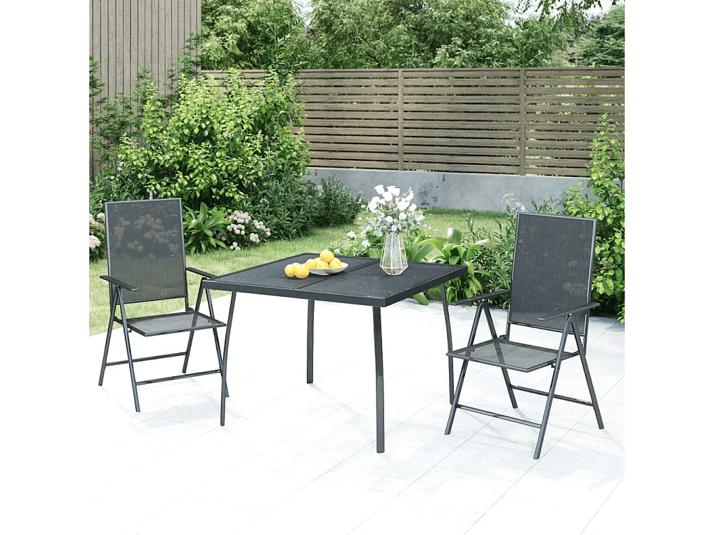 Ensemble à manger de jardin 3 pcs anthracite acier
