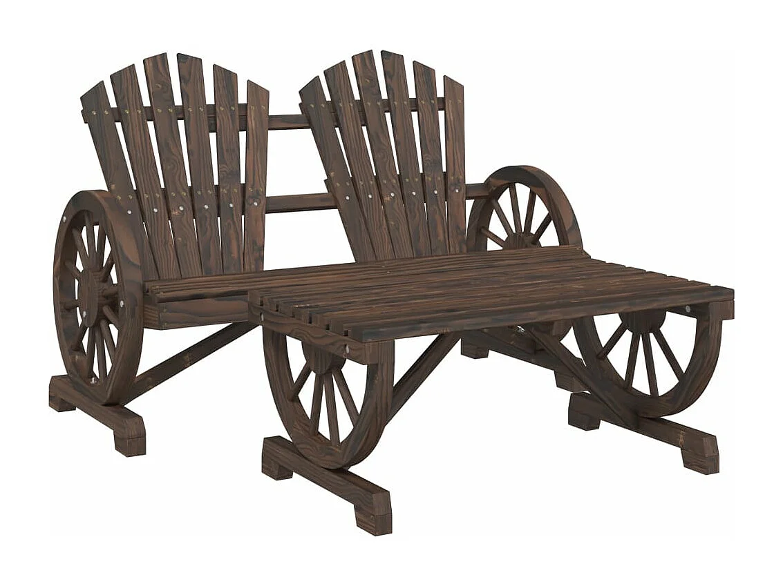 Salon de jardin 2 pcs bois de sapin massif