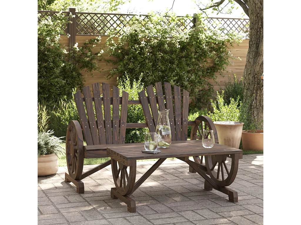Salon de jardin 2 pcs bois de sapin massif