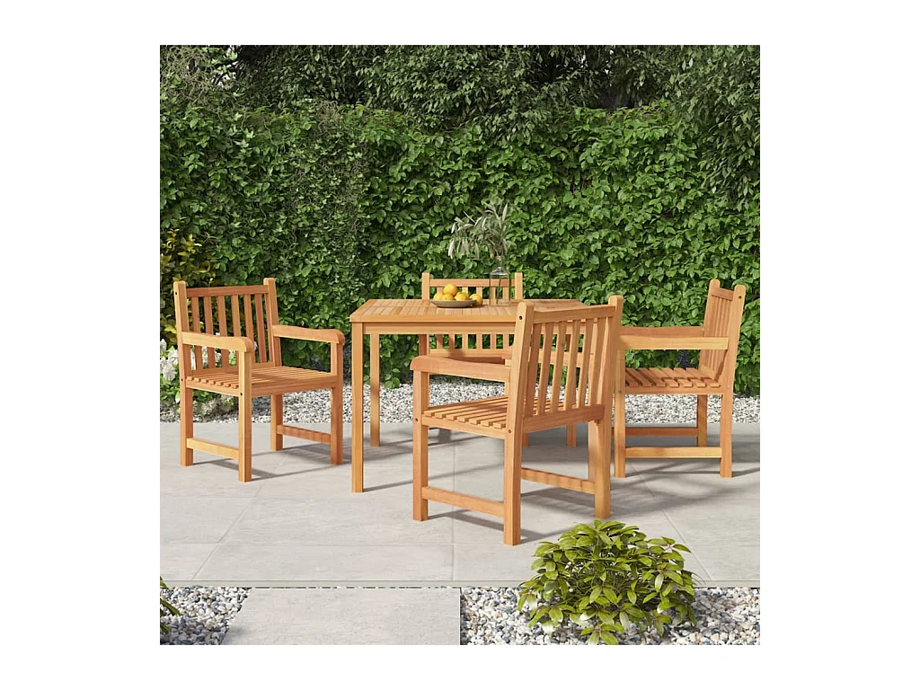 Ensemble à manger de jardin 5pcs Bois de teck massif