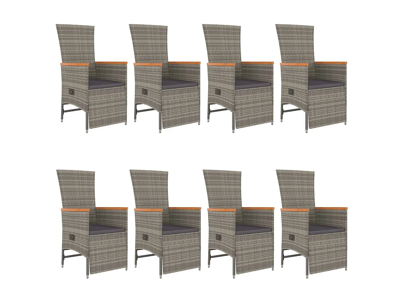 Ensemble à manger de jardin 9 pcs coussins gris résine tressée