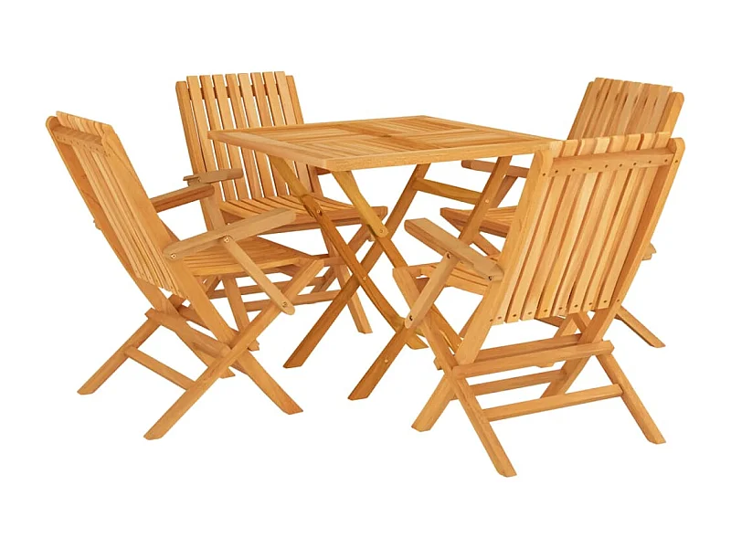 Ensemble à manger de jardin 5 pcs Bois de teck massif